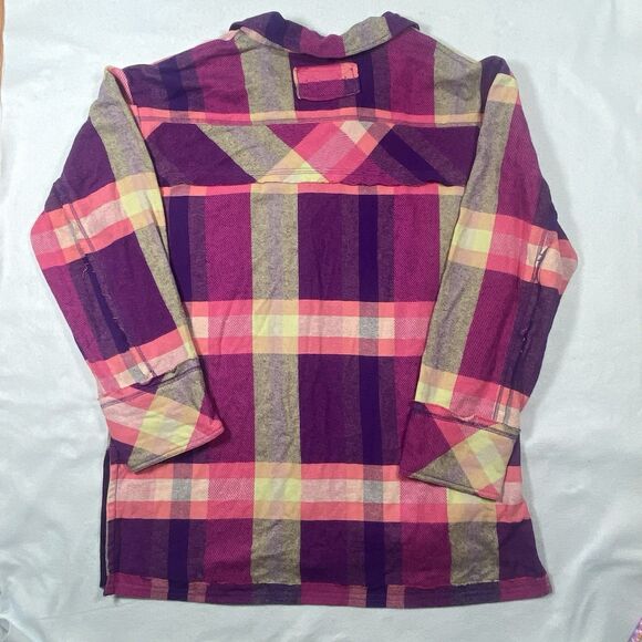 NWT FREE PEOPLE $148 SO LONG SUMMER COTTON FLANNEL SHIRT L PINK PLAID Button - Picture 8 of 12